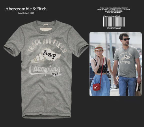Abercrombie Fitch Hombres De Cuello Redondo Con Gente Fotos Corto Remera AF5617